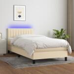 vidaXL krémszínű szövet rugós és LED-es ágy matraccal 90x200 cm (3133290)