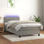 vidaXL világosszürke bársony rugós és LED-es ágy matraccal 90x190 cm (3134555)