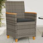 vidaXL 2 db szürke polyrattan és tömör fa kerti szék párnával (368721)