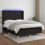 vidaXL fekete szövet rugós és LED-es ágy matraccal 140x200 cm (3138879)