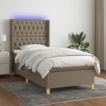 vidaXL tópszínű szövet rugós és LED-es ágy matraccal 90x190 cm (3139081)