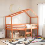 vidaXL viaszbarna tömör fenyőfa magasított ágy tetővel 75 x 190 cm (3282063)