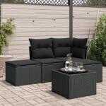 vidaXL 5 részes fekete polyrattan kerti kanapészett párnákkal (3217485)