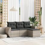 vidaXL 4 részes világosszürke polyrattan kerti ülőgarnitúra párnákkal (3221271)