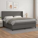 vidaXL szürke műbőr rugós ágy matraccal 200 x 200 cm (3132403)