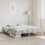 vidaXL fehér fém ágykeret fejtámlával 200 x 200 cm (355323)