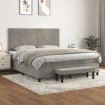 vidaXL világosszürke bársony rugós ágy matraccal 180x200 cm (3137737)