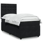 vidaXL fekete bársony rugós ágy matraccal 90x190 cm (3292228)