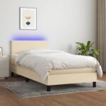 vidaXL krémszínű szövet rugós és LED-es ágy matraccal 90x200 cm (3132970)