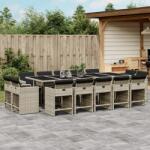vidaXL 15 részes szürke polyrattan kerti étkezőgarnitúra párnákkal (3278002)