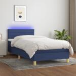 vidaXL kék szövet rugós és LED-es ágy matraccal 90x200 cm (3133771)