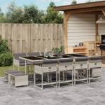 vidaXL 13 részes szürke polyrattan kerti étkezőgarnitúra párnákkal (3278110)