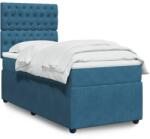 vidaXL kék bársony rugós ágy matraccal 90 x 200 cm (3294548)
