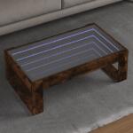 vidaXL füstös tölgy végtelen hatású LED-es dohányzóasztal 90x53x30 cm (847641)