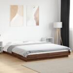vidaXL barna tölgyszínű szerelt fa ágykeret LED-del 150 x 200 cm (3281097)