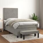 vidaXL világosszürke bársony rugós ágy matraccal 90x190 cm (3137695)