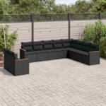 vidaXL 10 részes fekete polyrattan kerti ülőgarnitúra párnákkal (3226111)