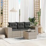 vidaXL 4 részes világosszürke polyrattan kerti ülőgarnitúra párnákkal (3254609)