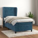 vidaXL sötétkék bársony rugós ágy matraccal 90 x 200 cm (3129133)