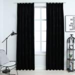 vidaXL 2 db fekete bársony sötétítőfüggöny kampókkal 140 x 175 cm (134492)