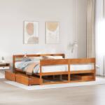 vidaXL viaszbarna tömör fenyőfa ágy matrac nélkül 200 x 200 cm (3307112)