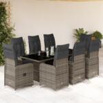 vidaXL 9 részes szürke polyrattan kerti bisztrógarnitúra párnákkal (3277042)