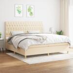 vidaXL krémszínű szövet rugós ágy matraccal 200 x 200 cm (3142606)