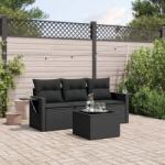 vidaXL 4 részes fekete polyrattan kerti ülőgarnitúra párnákkal (3252202)