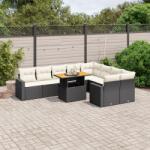 vidaXL 10 részes fekete polyrattan kerti ülőgarnitúra párnákkal (3271469)