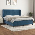 vidaXL sötétkék bársony rugós ágy matraccal 180x200 cm (3129109)