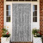 vidaXL szürke és fekete és fehér zsenília rovarfüggöny 100 x 200 cm (377336)