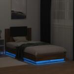 vidaXL barna tölgy színű ágykeret fejtámlával és LED-ekkel 75 x 190 cm (3210072)