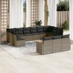 vidaXL 13 részes szürke polyrattan kerti ülőgarnitúra párnákkal (3258861) - vidaxl