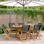 vidaXL 6 db fekete polyrattan és tömör fa összecsukható kerti szék (3214557)