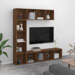 vidaXL 3 részes barna tölgy színű fa könyv/TV-szekrény 180x30x180 cm (3152715)