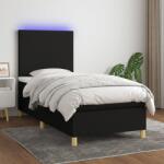 vidaXL fekete szövet rugós és LED-es ágy matraccal 90x200 cm (3135247)