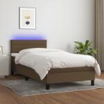 vidaXL barna szövet rugós és LED-es ágy matraccal 100x200 cm (3133216)