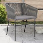 vidaXL 2 db szürke polyrattan kerti szék párnákkal (369104)