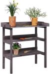 vidaXL szürke tömör fenyőfa növénytartó asztal polcokkal 78x38x82, 5 cm (156354)