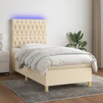vidaXL krémszínű szövet rugós és LED-es ágy matraccal 90x190 cm (3135642)