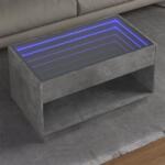 vidaXL betonszürke végtelen hatású LED-es dohányzóasztal 90x50x50 cm (847668)