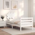 vidaXL fehér tömör fa ágykeret fejtámlával 90 x 200 cm (3195272)