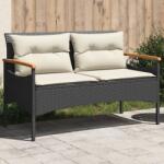 vidaXL fekete polyrattan kerti pad párnával 116 x 62, 5 x 74 (368401)