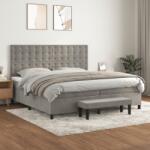 vidaXL világosszürke bársony rugós ágy matraccal 200x200 cm (3138103)