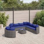 vidaXL 10 részes szürke polyrattan kerti ülőgarnitúra párnákkal (3308415)