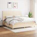vidaXL krémszínű szövet rugós ágy matraccal 200 x 200 cm (3142446)