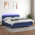 vidaXL kék szövet rugós és LED-es ágy matraccal 160x200 cm (3133411)