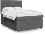 vidaXL sötétszürke szövet rugós ágy matraccal 140 x 190 cm (3291664)