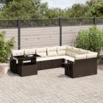 vidaXL 10 részes barna polyrattan kerti ülőgarnitúra párnákkal (3268143)