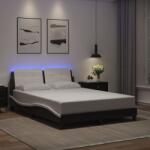 vidaXL fekete és fehér műbőr ágykeret LED-világítással 120 x 200 cm (3214101)